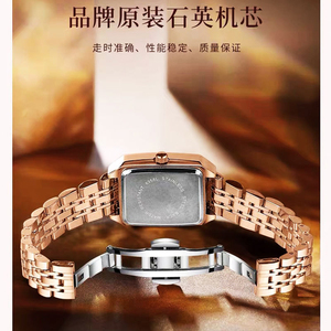 2025 New Square Women's Quartz <b>Watch</b> Lightweight Water Resistant Stylish Rose Gold Strap with Diamond Setting - Product Image 2