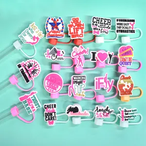 Handmade Silicone Cheer Leader Mode PVC Charm Decor 10mm Straw Cover Topper For Bar Drinking Packaged In Bags Bar Accessories