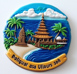 สติกเกอร์แม่เหล็กติดตู้เย็นพิมพ์ลายสามมิติรูปสามมิติชายหาดวัดเกาะตามสั่ง - Product Image 1