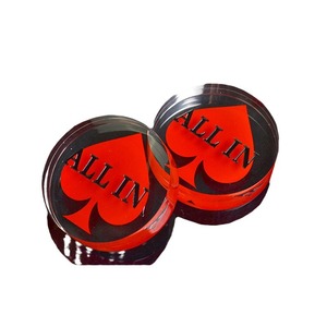 Bouton de croupier de <span class=keywords><strong>poker</strong></span> professionnel en plastique acrylique rond et carré de haute qualité pour casino Texas Hold'em, avec symbole 'All-in' triangulaire, vente en gros - Product Image 4
