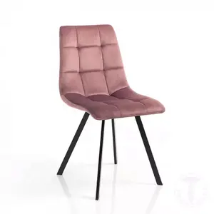 热卖更便宜的粉色高级餐椅Sillas De Girl流行柔软天鹅绒餐厅椅灰色顶级家具餐椅
