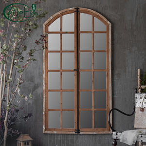 American Country Style Wall Mirror Wooden Rustic <b>Arch</b> Shape Full Length For Living Room Bedroom Clothing Store - Product Image 2