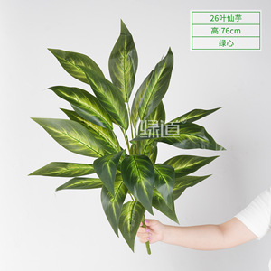 Ramo de Hojas de Gladiolo Brasileño Artificial de 76 cm, Corazón Verde, Decoración de Interiores, Planta de Plástico - Product Image 1