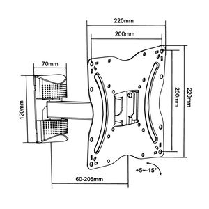 Supporto da parete per TV da 19 a 42 pollici, portata 20 kg, braccio girevole estensibile e inclinabile - Product Image 2