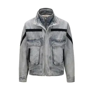 Wholesale Autumn Winter Denim Winter quilted Jacket mens coats custom quilted jackets
