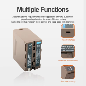 Batterie NP-F980 TNP-F970 NP-F970 6600mAh avec câble de charge rapide TYPE-C USB-C pour batterie <span class=keywords><strong>Sony</strong></span> NP F970 F960 F750 F550 - Product Image 3