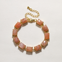 Pulsera de Cristal Natural Curativo al por Mayor, Pulsera de Eslabones con Marco Dorado y Piedras Preciosas Facetadas Rectangulares, Joyería para Mujer, Regalos para Fiestas