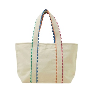 Sac fourre-tout en toile personnalisé avec logo, bord festonné, en coton robuste, grande capacité, pour courses, vente en gros - Product Image 1