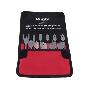 Ronix-Juego de brocas planas para madera, juego de brocas de pala de acero al carbono para carpintería, 13 unidades