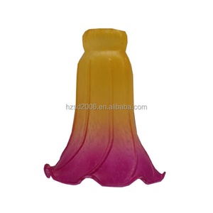 Abat-jour en verre soufflé artisanal européen antique, couleur pêche, motif lys de bassin, hauteur 6 pouces, couvercle de lampe, installation facile - Product Image 6