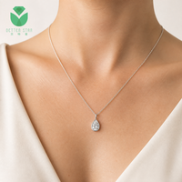 Collier de luxe pour femme en or blanc 14K 18K avec diamant de laboratoire certifié IGI Better Star, taille poire 1-3 carats, serti clos, pureté D VVS