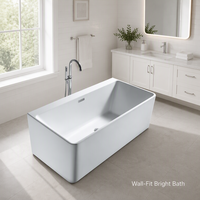 Baignoire autoportante rectangulaire en acrylique pour hôtel et maison, 1600x850x580mm, pour bain profond, vente en gros