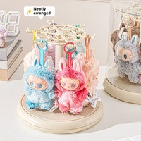 Boîte de présentation des pendentifs Labubu Rotation transparente pour poupée Labubu Porte-jouets avec personnages congelés