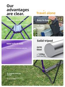 Silla Plegable de Aluminio Portátil, Diseño Moderno y Elegante Little Mazar, para Jardín, Camping, Viajes, Muebles Metálicos - Product Image 4