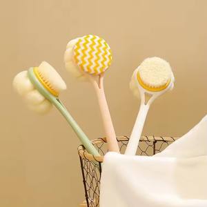 Sikat mandi ramah lingkungan dua sisi pegangan panjang dengan sikat gosok nilon 2 in 1 wol lembut untuk pembersihan mendalam - Product Image 3