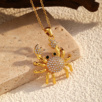 Collier de luxe en acier inoxydable or 18 carats strass chaîne de clavicule série océan étanche pour femmes en alliage plaqué rhodium