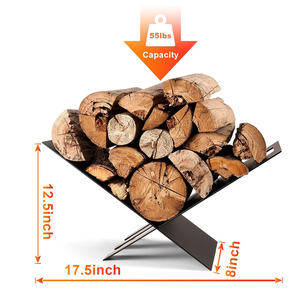 Porte-bûches en fer portable intérieur/extérieur détachable noir pour le stockage du <span class=keywords><strong>bois</strong></span> <span class=keywords><strong>de</strong></span> la <span class=keywords><strong>cheminée</strong></span> - Product Image 4