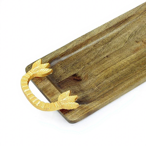 Natural Mango Wood <b>Dinner</b> Serving <b>Tray</b> Wooden Platter for Kitchen Dining Tea Coffee Snacks Breakfast & Home Decor - Product Image 3