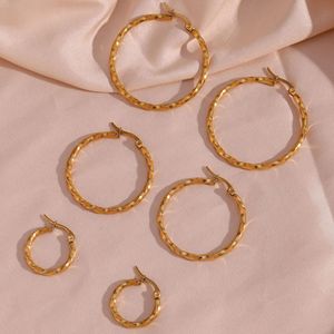 Boucles d'oreilles pendantes tendance en acier inoxydable plaqué or 18 carats, plusieurs tailles, épaisses, pour femmes, vente en gros, cadeau de Saint-Valentin - Product Image 3