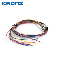 Connecteur de montage sur panneau KRONZ M12, 8 broches, code A, femelle, IP67, étanche, montage arrière sur circuit imprimé, connecteurs circulaires industriels droits