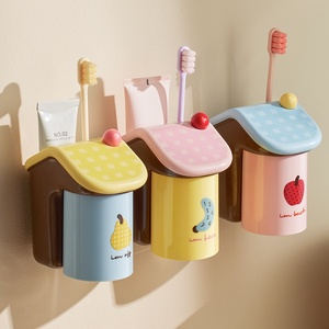 Lindo Soporte Minimalista de Plástico Impreso para Cepillos de Dientes, Montado en Pared sin Taladro, con Ventosa, para Almacenamiento Familiar en Baño, Perfecto para Niños - Product Image 5