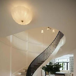 Lustre en verre de style campagnard français, design vintage de luxe, semi-encastré, pour restaurants - Product Image 4