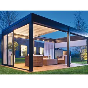 2020 bio climatique Wasserdichte Aluminium-Pergola mit klappbaren Pergola-Aluminium-Dach abdeckungen