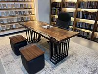 Ensemble de table à manger rectangulaire en bois massif de noyer de Californie avec plateau en résine époxy cristalline pour la maison, le bureau, le salon, l'appartement, meubles