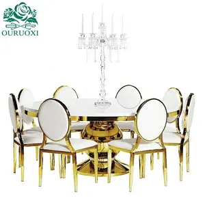 Elegant designs Glass Mirror Stainless Steel base Round Dining Table