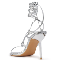 Sandales à talons métalliques à lacets personnalisées pour femmes, mode été, sexy, chaussures à talons hauts pour femmes