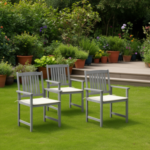 Set di 4 sedie da giardino in legno di acacia grigio, design standard, mobili da esterno resistenti - Product Image 2