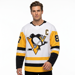 Camiseta de Hockey sobre Hielo Blanca para Hombre de los Pittsburgh Penguins con el Logotipo del Capitán C, Número 87, Diseño sin Mangas con Cuello en V, 100% Poliéster - Product Image 4