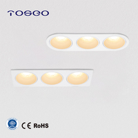 Downlight fixe IP20 MR11 GU10 en aluminium moulé sous pression à 3 lumières, dimensions de découpe : 155x52mm, ampoule avant remplaçable