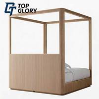 Lit à baldaquin extérieur en bois massif moderne de luxe TG avec panneau en tissu français, taille King