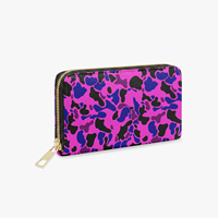 Pochette longue zippée sur mesure à motif camouflage créatif pour femme en cuir PU, porte-cartes multicouche, rangement pour espèces, accessoire de poche