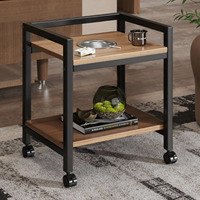 Table d'appoint mobile moderne multifonctionnelle avec étagère, table basse, porte-tasses, cendrier, plateau en verre et structure métallique pour salon et canapé