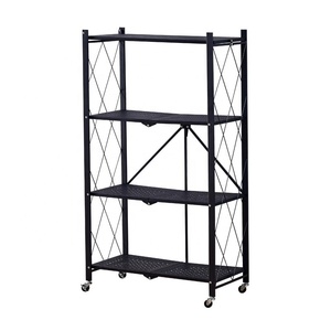 4 Tier foldabvle lưu trữ Kệ kim loại lưu trữ Kệ với bánh xe - Product Image 1