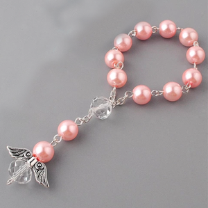 Boda Bautismo Rosario católico Cristal Perla Cuentas Rosario Mini rosarios con Ángel PARA LA <span class=keywords><strong>Primera</strong></span> Comunión Bautismo Favores de fiesta - Product Image 5