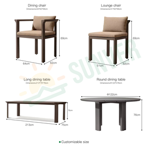Muebles de Exterior de Aluminio SUNVER, Diseño Contemporáneo, Juego de Comedor Rectangular de Aluminio <span class=keywords><strong>Lagos</strong></span>, Resistente a los Rayos UV, Duradero, 5 Años de Garantía - Product Image 6