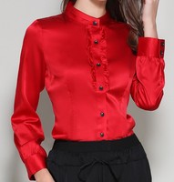 Vêtements OEM Chemise en soie satinée/charmeuse 100% soie pure pour femmes Boutons à l'avant avec manches longues