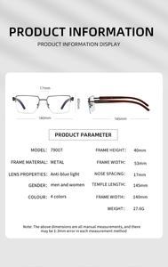 Lunettes optiques rectangulaires demi-cerclées anti-lumière bleue <span class=keywords><strong>en</strong></span> <span class=keywords><strong>bois</strong></span> faites à la main pour hommes, pour correction <span class=keywords><strong>de</strong></span> la <span class=keywords><strong>vue</strong></span> - Product Image 5