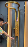 Olife Banos Zwart Zilver Multifunctionele Regenval Piano Sleutel Warm En Koude Sprinkler Massage Douchekop Sets Systeempaneel