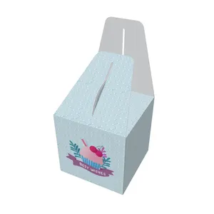 OEM Custom Recycled Cardboard Premium Printed Tortas Pastel, Small Square Paper Gift Packaging With Handle Ribbon/