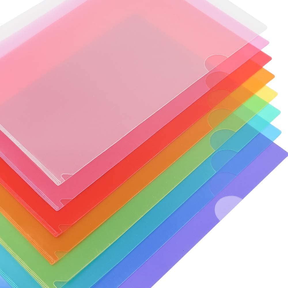 Clear Document Bag Stationery Transparent Plastic A4 Waterproof L-Shaped File Organizer File Folder