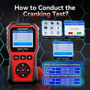 Probador de Baterías NUEVO 2026 Konnwei KW331, Probador de Baterías de <span class=keywords><strong>Coche</strong></span> de 12V 24V, Analizador Digital de Baterías con Pantalla Grande de 2.8 Pulgadas - Product Image 4