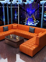 Ensemble de bar en bambou personnalisé, canapé KTV, salon karaoké, salle de billard, table basse, design minimaliste moderne en forme de U