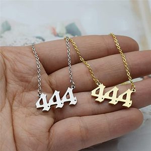 Collana con Numero Angelico per Donne, Placcata Oro, Delicata, con Ciondoli 111 222 333 444 555 666 777 888 999, Gioielli Numerologici - Product Image 5
