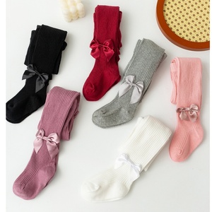 Collants à nœud papillon pour bébé fille, collants en coton à rayures verticales double aiguille, qualité A, leggings doux pour tout-petits, chaussettes mignonnes pour enfants - Product Image 5