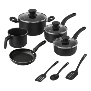 Juego de Ollas y Sartenes Modernas de Cerámica con Revestimiento de Mármol, Tapas de Vidrio, Asas de Baquelita, Antiadherentes, de Aluminio, Aptas para Inducción y Lavavajillas - Product Image 1