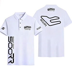Factory Wholesale Retro American Style Racing Polo With Custom Chest & Sleeve Sponsor Logo, Breathable Performance Polo <b>For</b> Race - Product Image 1
